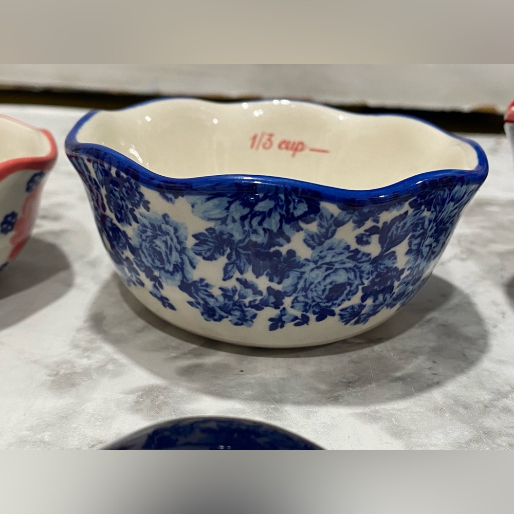 The Pioneer Woman Nesting Measuring Bowls & Spoons Set 8 piece Floral  Stoneware - Picture 15 of 16